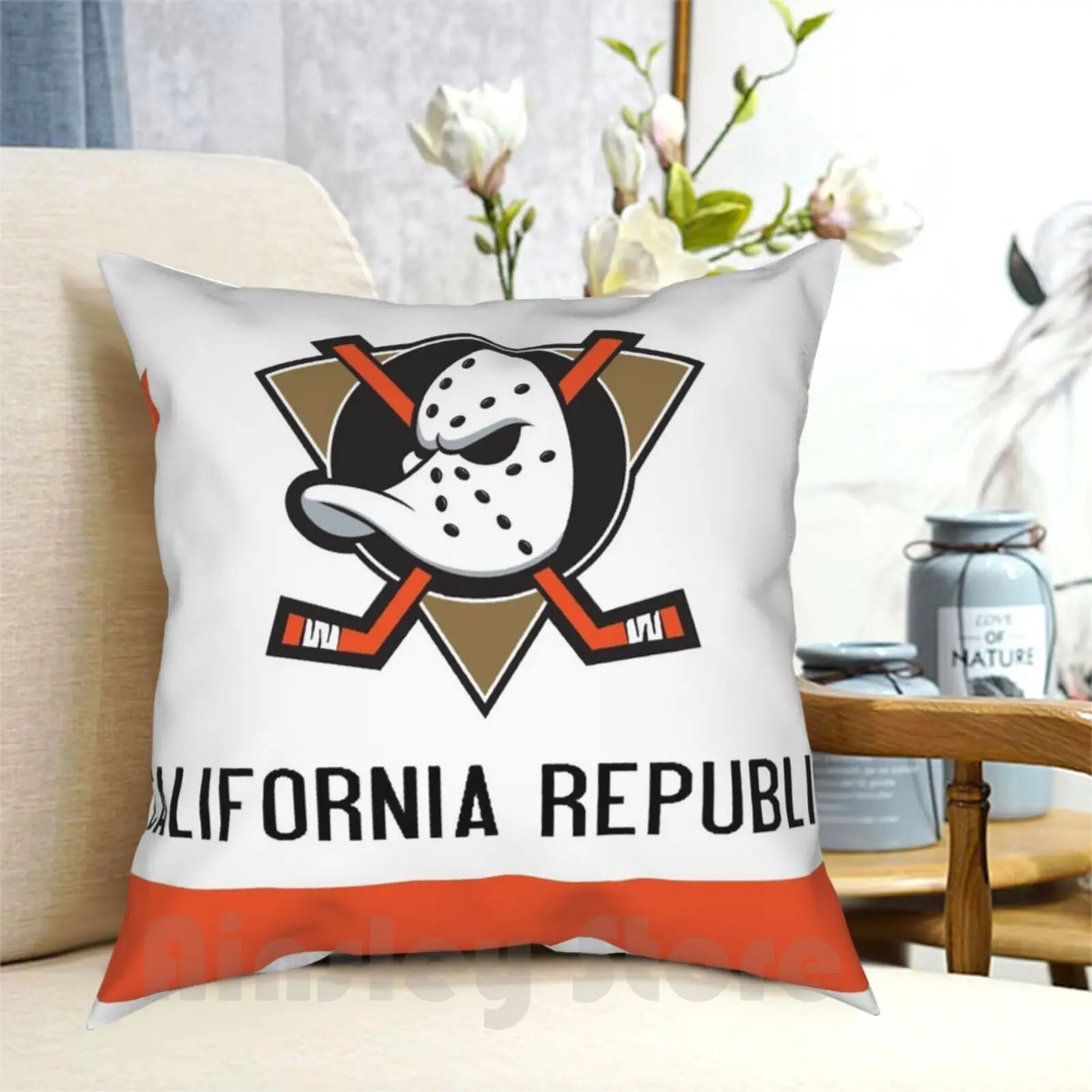 

Ducks Flag Pillow Case Printed Home Soft Throw Pillow California Hockey Flag Sports