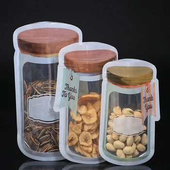 

2020 New 10Pcs Reusable Mason Jar Bags Portable Mason Jar Zipper Bags Seal Food Saver Storage Bags Snack Sandwich Ziplock Bags