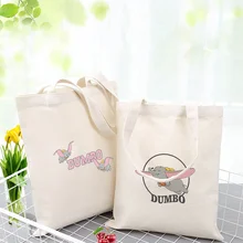Холщовая Сумка-тоут Dumbo хозяйственная сумка повседневное использование пользовательский текстовый логотип DIY Экологичная многоразовая утилизация сумка
