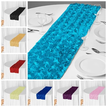 

Grandiose Rosette Satin Table Runner Banquet Tablecloth Runners For Wedding Event Party Home Decorate