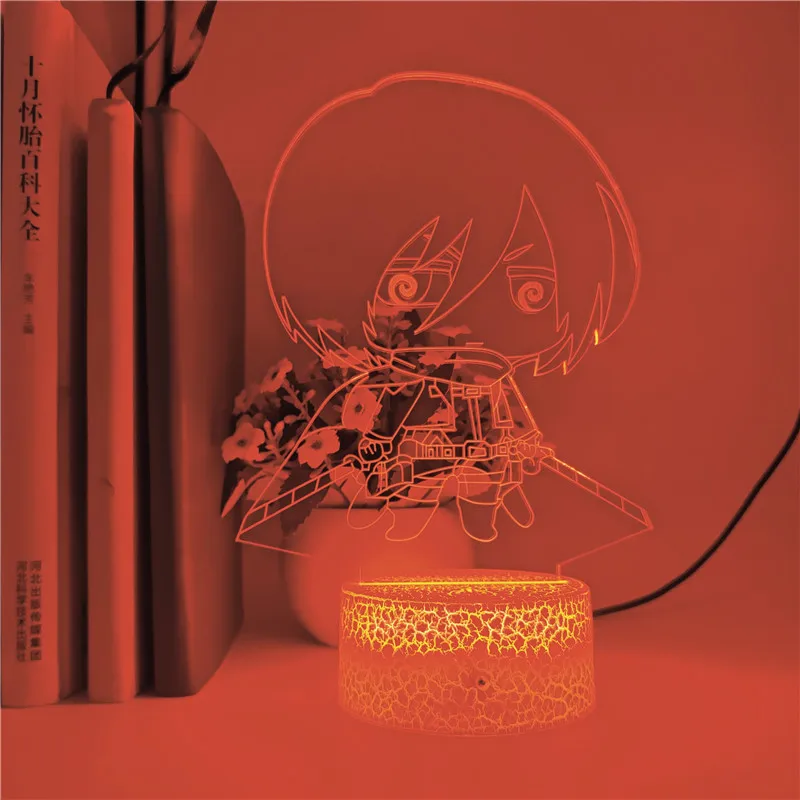 Приложение управления атака на Титанов Mikasa Ackerman ночник 3d иллюзия Лампа для