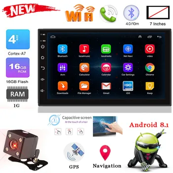 

7'' Android 8.1 Double 2 DIN 16GB Quad Core GPS Car Stereo MP5 Player FM + Camera Bluetooth Trial GPS Map For Free Hot Sale#35