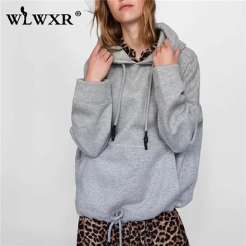 

WLWXR Streetwear Oversized Hoodies Women Pullover Pockets White Black Sweatshirt Women Tops Autumn Harajuku Ladies Long Hoodie