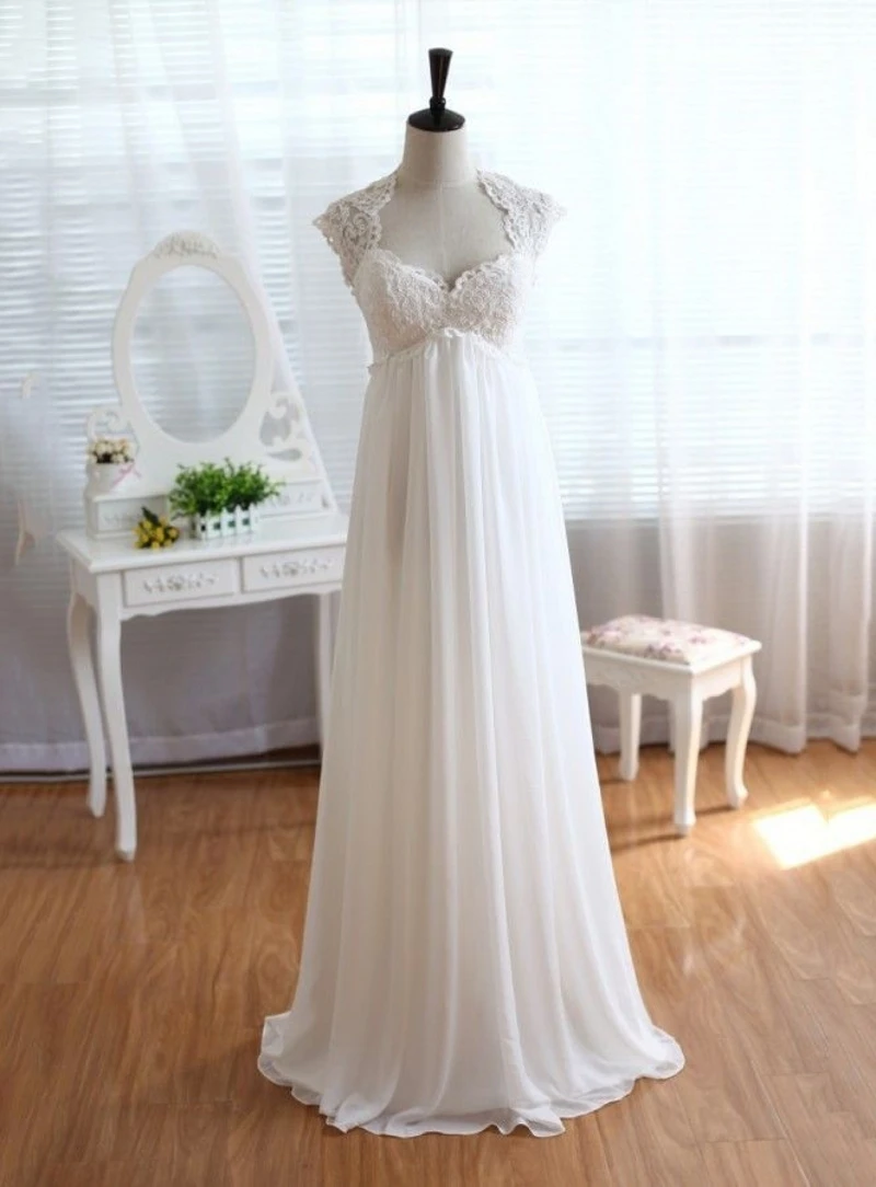 Empire vestido de Novia de encaje blanco/Marfil para embarazada, vestido de Novia de talla grande, 2019|Vestidos de novia| - AliExpress