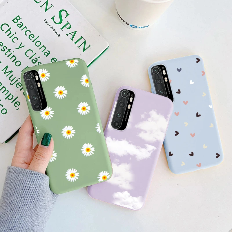 For Xiaomi Mi Note 10 Lite Case 6.47" Soft Silicone Back Cover For Mi Note10Lite MiNote10Lite Flower Dinosaur Protective Bumper samsung flip cover