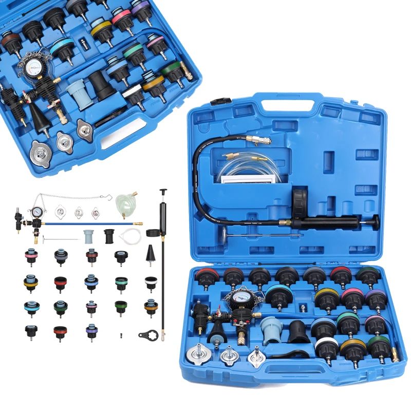 Tickas 28pcs Universal Radiator Pressure Tester Vacuum Type Cooling System Test Detector Kits,Universal Car Tool Kit 