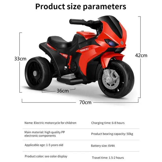 Children electric motorcycle 3-6 years old can charged electric tricycle with music light Kids'S Ride-On Toy Walker Scooter gift 6