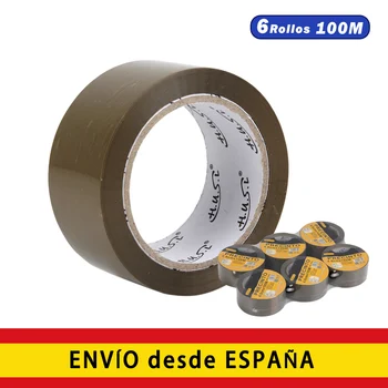 

6 rolls brown adhesive tape 48mm * 100M for packages, transport, extra strong and resistant tape packing adhesive seal