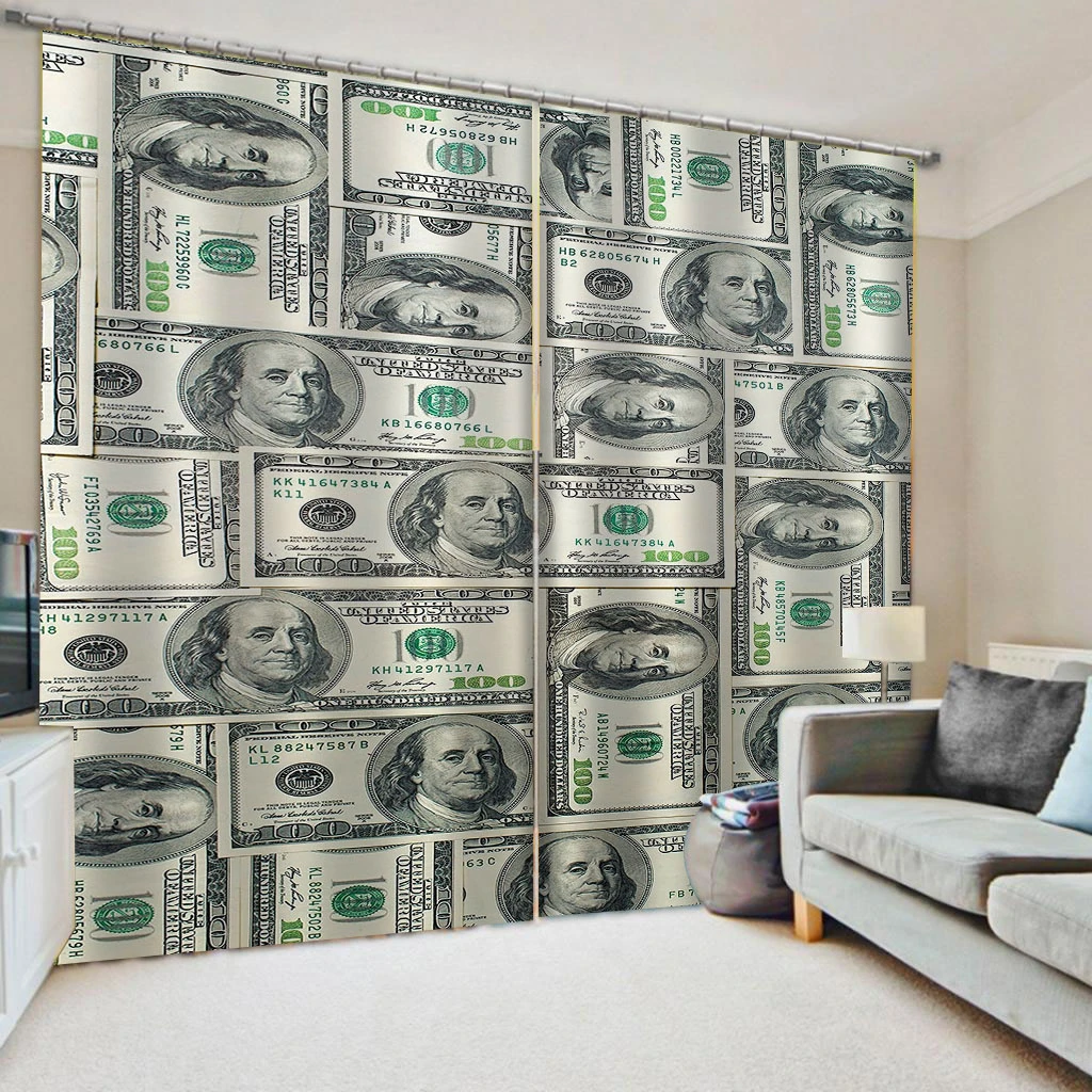 

Beautiful Photo Fashion Customized 3D Curtains banknote curtains Thickened blackout curtains
