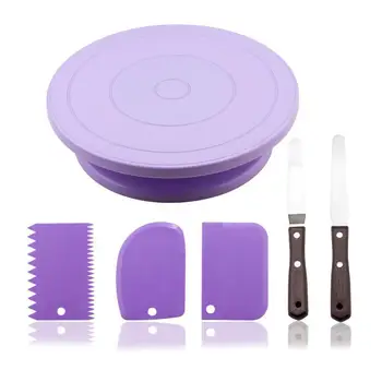 

Plastic Cake Turntable Rotating Cake Plastic Dough Knife Decorating Cream Cakes Stand Rotary Table DIY Pan Baking Tool
