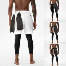Мужские шорты 2 в 1, брюки, колготки, брюки, брюки для йоги, дышащие леггинсы для бега, мужские спортивные брюки для бега, штаны для упражнений
