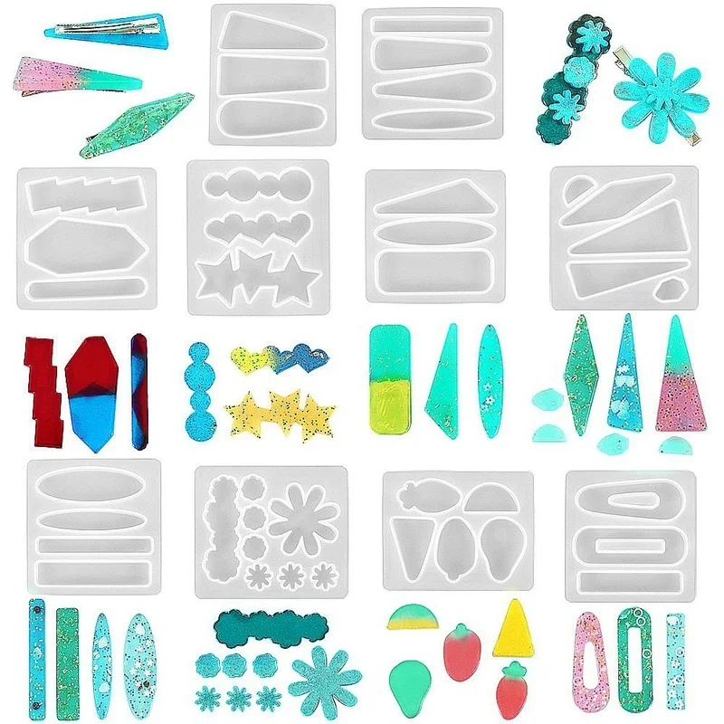 

DIY Crystal Glue Mold Handmade Girl Hairpin Jewelry Accessories Epoxy Resin Silicone Mold Cake Decorating Tools