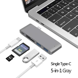 4K USB-C Hub with HDMI and Charging Port, SD/TF Card Reader (1T 5 in 1 Gray)
