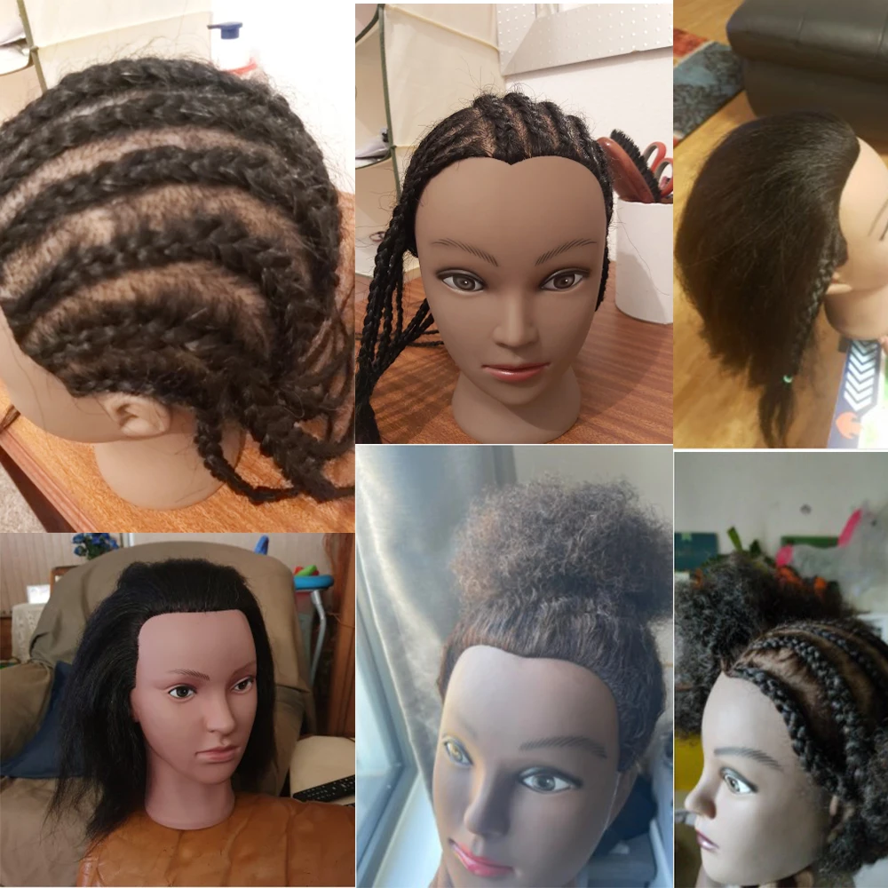 Afro Mannequin Head 100%Real Hair Styling Head Braid Hair Dolls