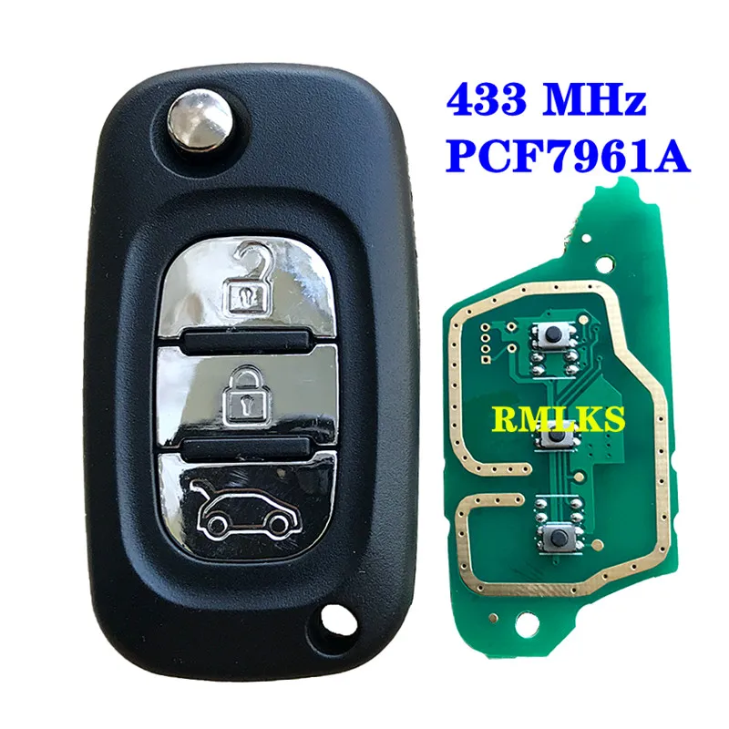 2 кнопки 433 МГц PCF7961A ID46 чип флип дистанционный ключ для Renault Clio III Clio 3 Kangoo Master Modus Twingo 2006- 7701210033