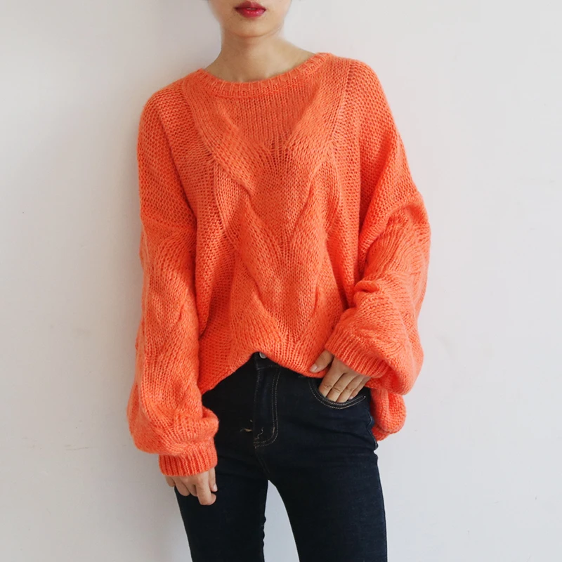 Women Mohair Pullover Sweater Lazy Wind 