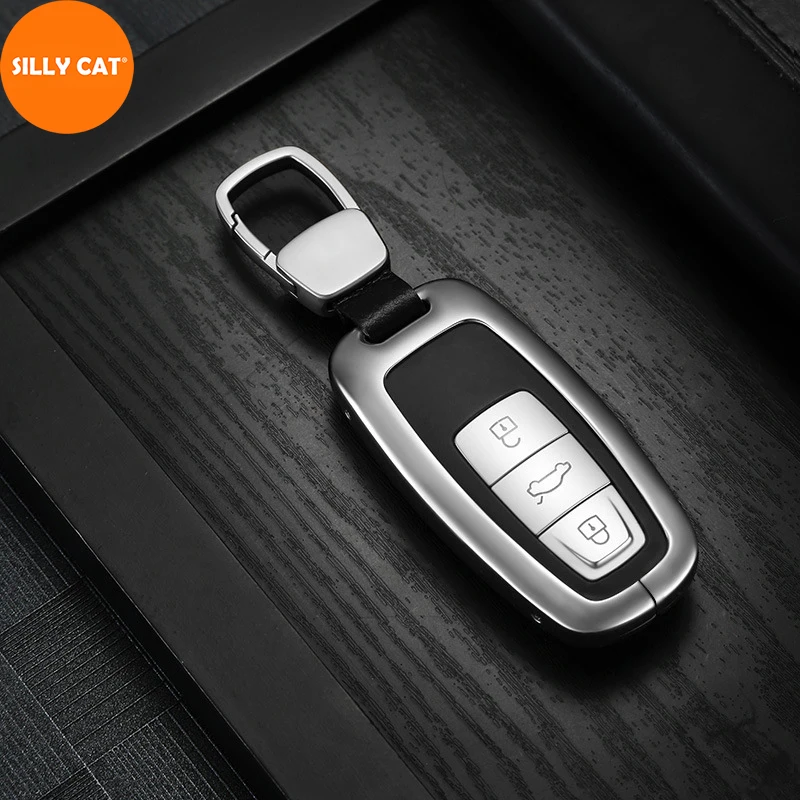 

Metal Car Keychain Remote Car Key Case Cover Holder Fob Protector Suitable For Audi A6 C8 A7 4KA A8 4N2 4N8 Q8 4MN Key Case