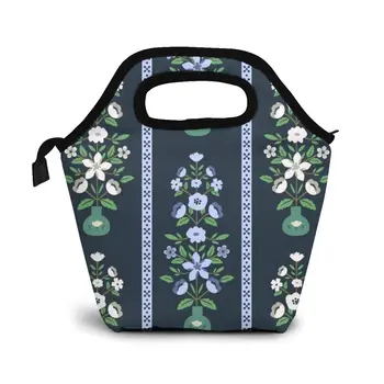 

Seamless Flowers Lunch Bag Boxes Bags Portable Insulated Picnic Food Box for Women Men