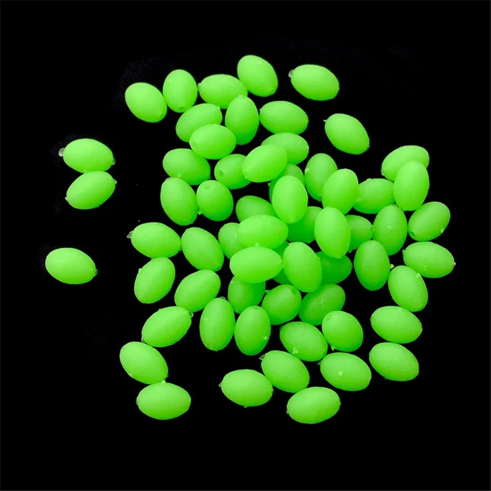 100pcs Oval Night Luminous Fishing Beads Glowing Sea Fishing Lure Bait  Floating Beads Fishing Tackles Tools For Rig 5mm 8mm