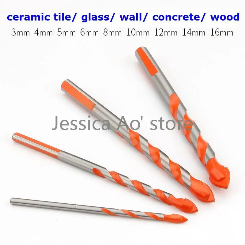 Triangle Drill Bits Set Alloy Tricorn Bit Tilling Work Wood Drilling ceramic tile/glass/wall/concrete/wood Twist Drill Bits wall bar table high gloss white 102x45x103 5 cm engineered wood