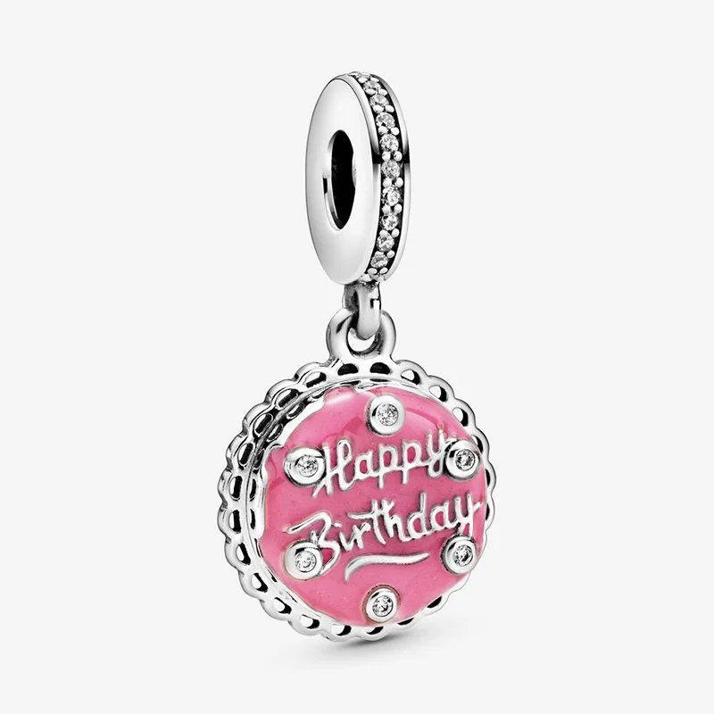 

2020 New Fashion 925 Sterling Silver Beads Pink Birthday Cake Dangle Charm fit Original Pandora Bracelets Women DIY Jewelry Gift