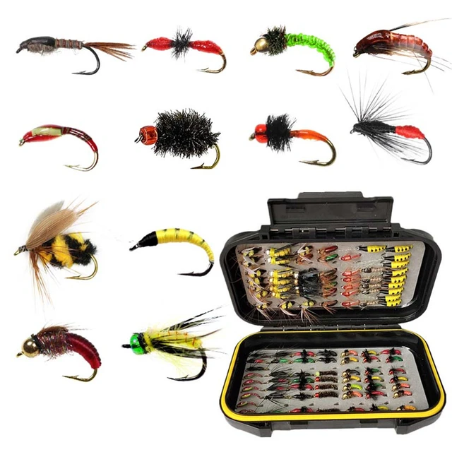 100pcs Fly Fishing Flies Kit Fly Fishing Lures Bass Salmon Trouts
