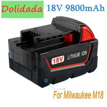 

100% Original 18V 9800mAh Li-ion Tool Battery for Milwaukee M18 48-11-1815 48-11-1850 2646-20 2642-21CT Repalcement M18 Battery