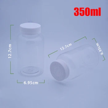 

100pcs 350ml Clear PET Plastic Bottle, Capsule Bottle, Empty Sample Storage, Pills Container with White Child-proof Cap