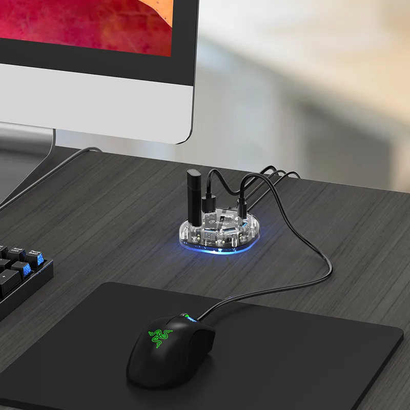 7 портов USB3.0 прозрачный концентратор высокая скорость с интерфейсом питания Micro USB быть применимым Macbook, Mac Linux хром OS, H7U-U3