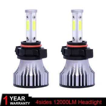 

Muxall 4 Sides LED Headlight H7 LED H4 Car Headlight Bulbs 2pcs 6500K 12000LM 360 Degree High Power LED Automotivo