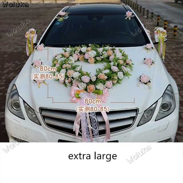  SEADEAR Wedding Car Front Flower Decoration European Romantic  Wedding Decoration for Car Front Hood,Simulation Flower Wedding Car Layout  Set Wedding Supplies,Type A : Automotive