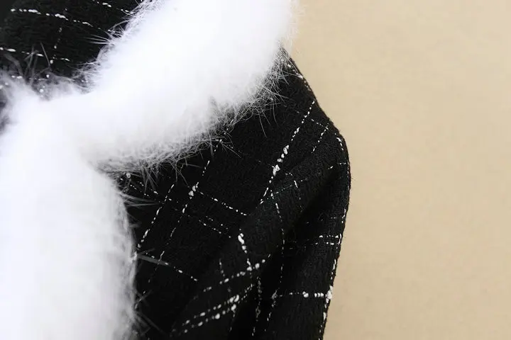 TUHAO 5xl 4xl 3XL зимнее женское Шерстяное клетчатое пальто элегантная верхняя одежда повседневное свободное плотное женское кашемировое пальто LZ68