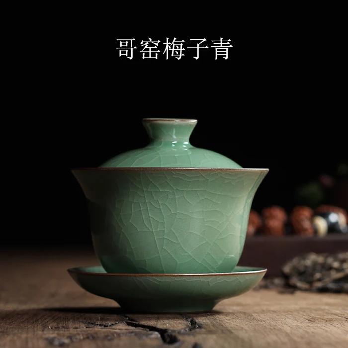 [GRANDNESS] Китайский Ge Kiln Longquan Celadon фарфоровая китайская гайвань чайные чашки и чаша керамическая 155 мл хрустящая глазурь чайник - Цвет: C