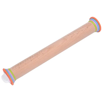 

Adjustable Rolling Pin with Removable Rings,Rolling Artifact Beech Flour Rolling Pin with Adjustable Thickness Rolling Pin