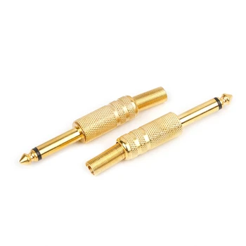 

10 Pcs Gold Plated 6.35mm Male 1/4 Mono Jack Plug Audio Connector Soldering Y98E
