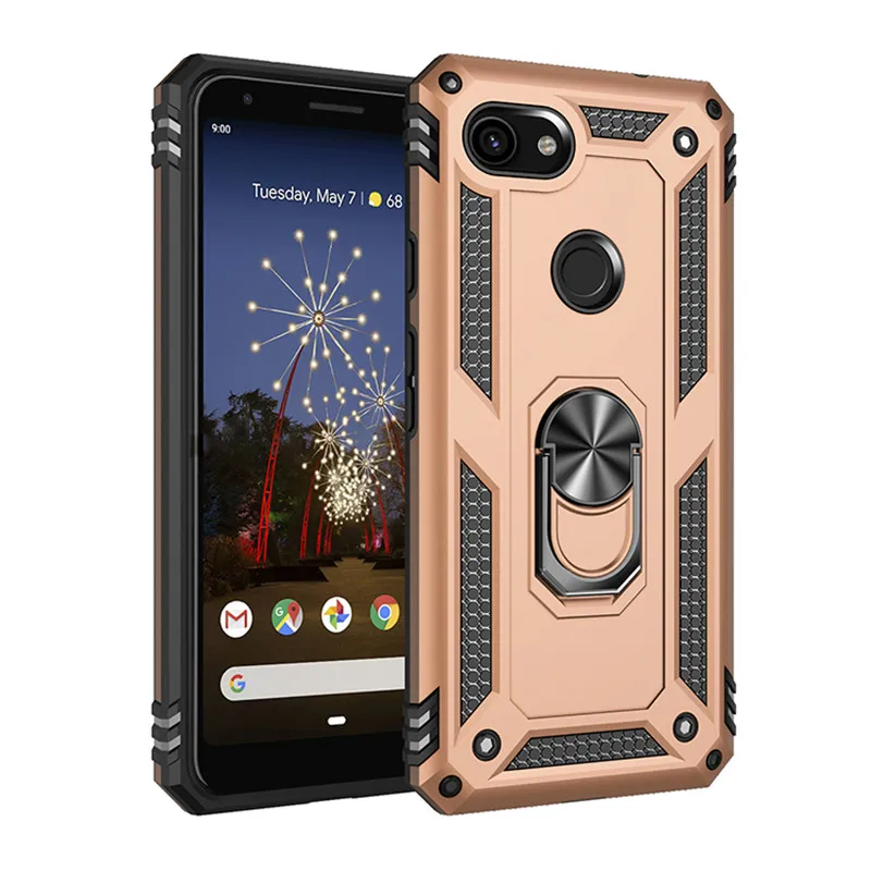 Роскошный чехол с магнитным кольцом для Google Pixel 3A XL 4 XL, Прочный противоударный чехол с подставкой для Google Pixel 3A XL 4 XL, чехол - Цвет: Golden