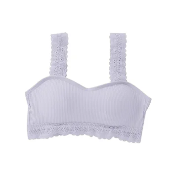 

Yoga Sport Gym Crop Top Soft Wireless Padded Sexy Elastic Strap Seamless Lace Underwear Solid Fitness Women Bra One Size