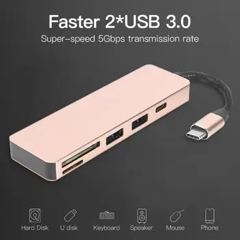 

5 in 1 Type-C USB3.0 TF Secure Digital Card Reader Multifunction Converter HUB Support Windows XP and Vista/7/8/10