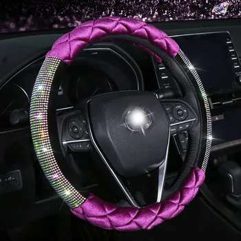 

Auto Car Steering Wheel Covers Winter plush Creative Diamond Handlebar Cover Fit for Women Ladies Girls Car interior Accessories