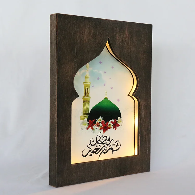 Happy Eid Mubarak деревянный светодиодный светильник украшения на Рамадан для дома Eid Mubarak подарок Исламские мусульманские Вечерние принадлежности для декора - Цвет: A