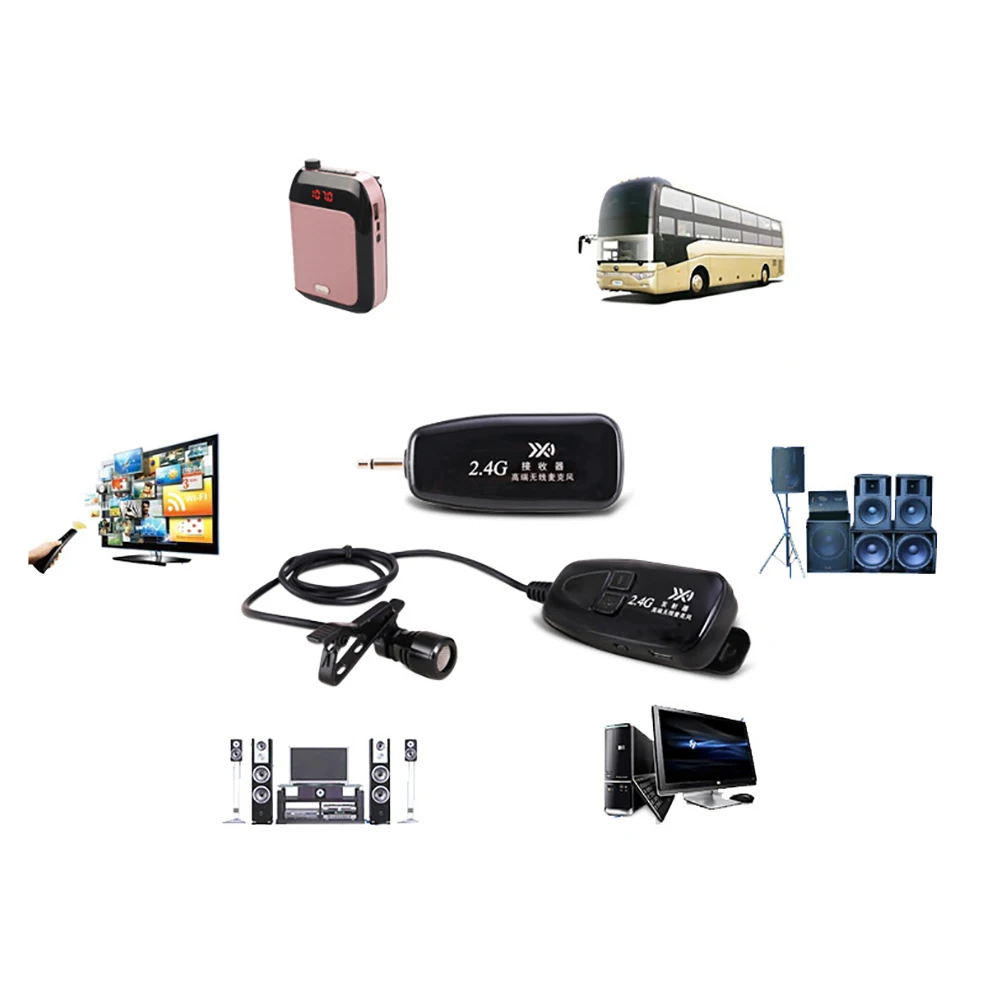 2.4G Wireless Microphone Automatch Condenser Headset with Metal Collar Clip Mic