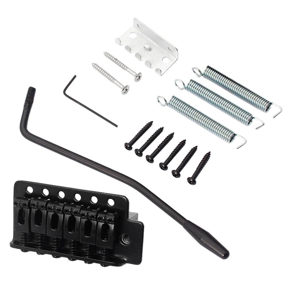 Metal Electric Guitar Tremolo Bridge Set Black, Right Handed