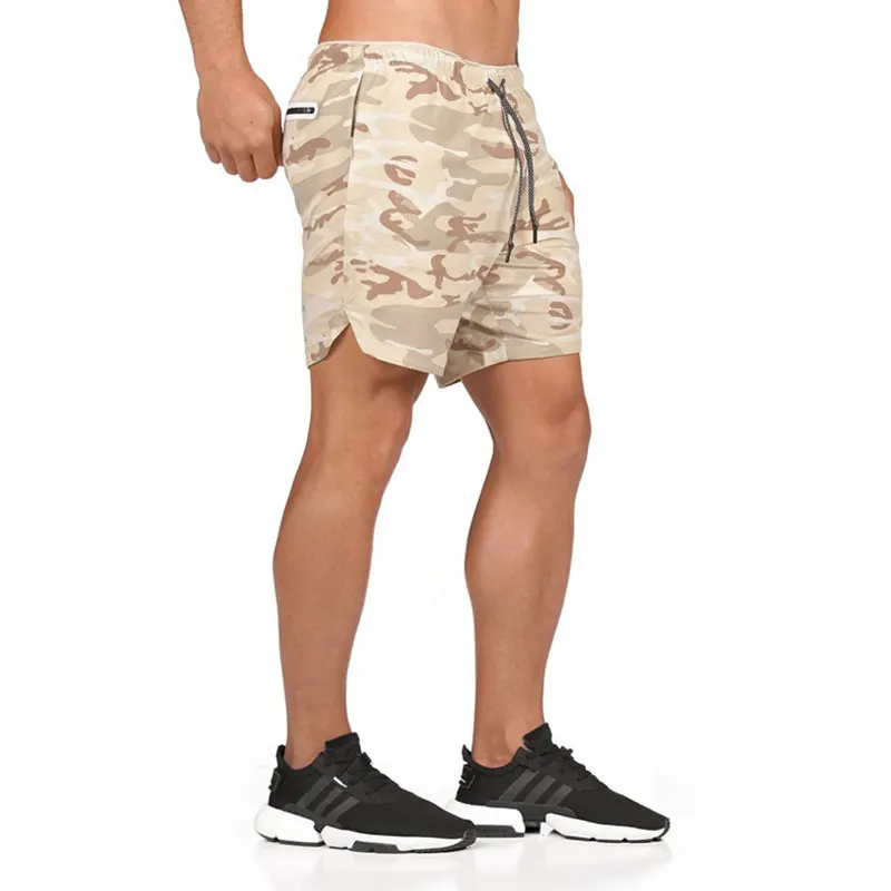 60% OFF Double Layer With Pocket Men's Shorts Solid Color Fitness Pants Sports Training Quick-drying Pants Running Shorts Men 2 in 1