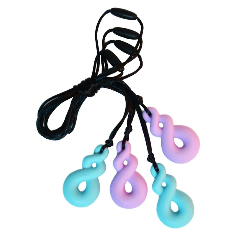 

Silicone Teething Necklace 8 Shaped Pendant Baby Teether Safe Food Grade Silicone Chewelry Autism Chew Tools