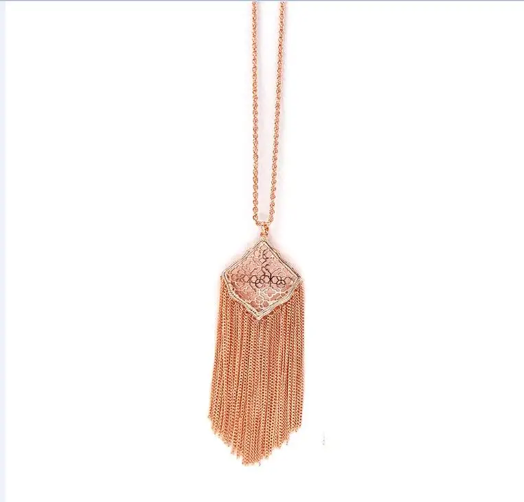 Rose Necklace Новое поступление, летние серьги-подвески с кисточками и кайтом, серьги в стиле бохо с кисточками Серебряного и золотого цветов - Окраска металла: Rose Necklace