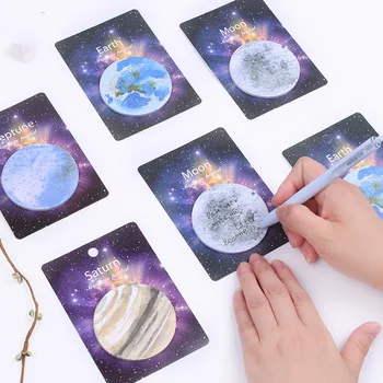 

4pcs Planet Sticky Notes Adhesive Memo Pad Post Planner Diary Sticker Office School Supplies Cut Stationary DM069