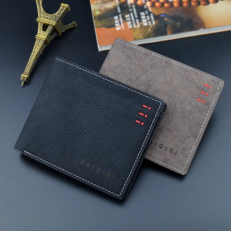 Cartera de cuero elegante para Hombre, cartera Masculina de lujo, delgada, para tarjetas de crédito