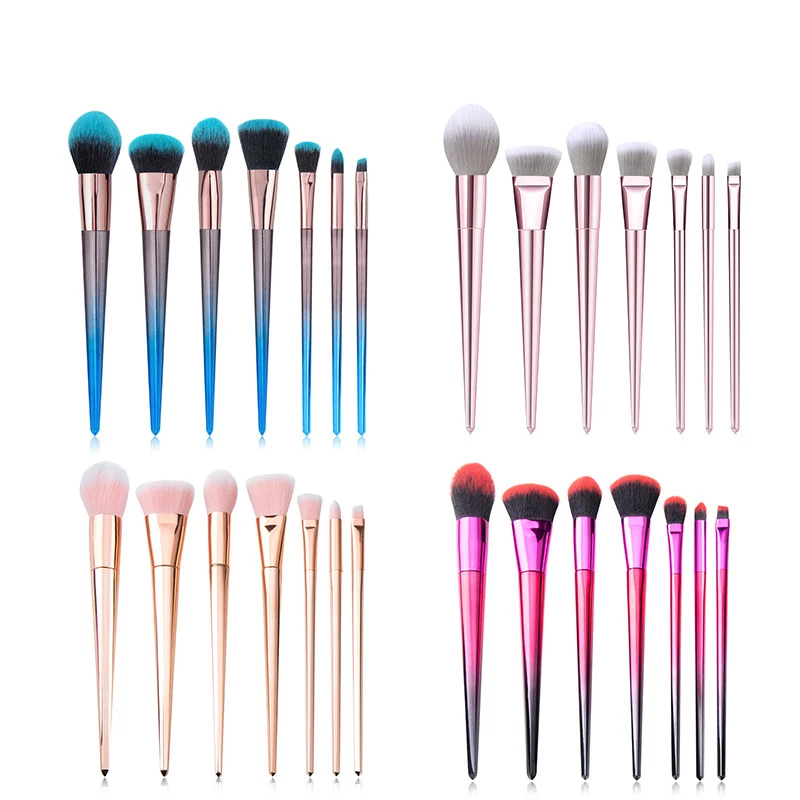 

Saiantth 7pcs Makeup Brush Set Diamond Gradient Peacock Blue Cosmetic Brush Beauty Tool Foundation Eyeshadow Highlight Concealer