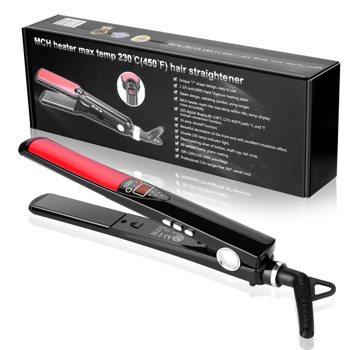 

2018 New Style Negative Ion MCH Rapid Heating Hair Straightener Roll Straight Dual Purpose Electric Splint Manufacturers Direct