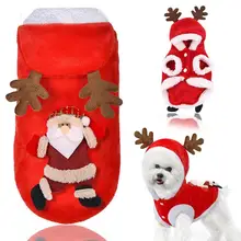 Рождественская Одежда для собак Косплей Зима с Санта-Клаусом и оленем пальто одежда Новогодний для домашних собак платье толстовка куртка Милая одежда для щенков XS-XXL